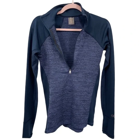 Calia Quarter Zip Pullover Womens Small Navy Blue Space Dye Thumbhole - Picture 3 of 11
